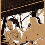 Projet de livre illustré: autour de l'île Tahiti. "petite sieste dans le truck".