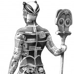 Te Patu Tiki. "Modèle de Kahi, homme de dos". Détail 1.