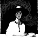 Femme au chapeau / l'amérindienne - illustration Patrice Cablat, 2013